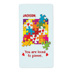 Étiquette Birthday Boy Puzzle Amour aux pièces