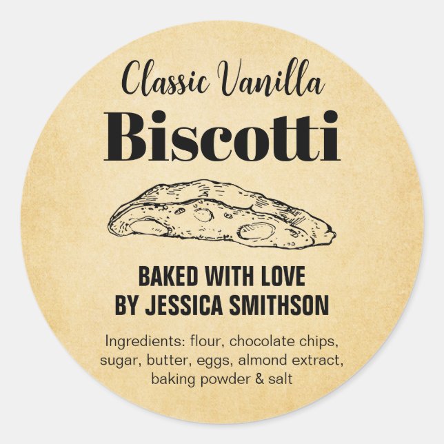 Étiquette Biscotti personnalisée BIS003brd (Devant)