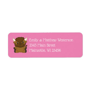 Étiquette Bison Baby shower Buffalo rose
