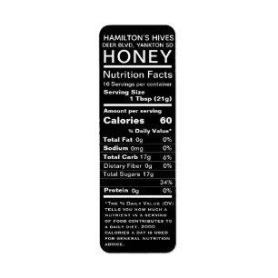 Étiquette Black 2021 Nutrition Honey Return Adresse Label