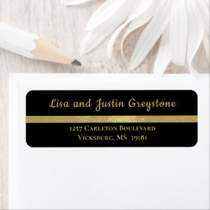 Étiquette Black and Faux Gold Glam Adresse de retour