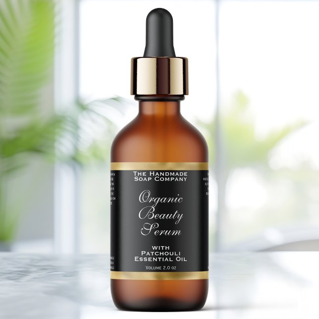 Étiquette Black and Gold Cosmetics Dropper Bottle Label (Créateur téléchargé)