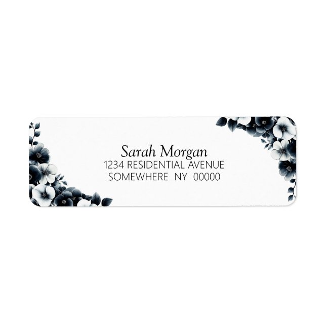 Étiquette Black and White Floral (Devant)