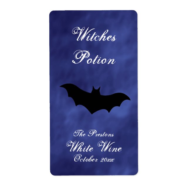 Étiquette Black Bat in Purple Haze Witches Potion Wine Label (Devant)