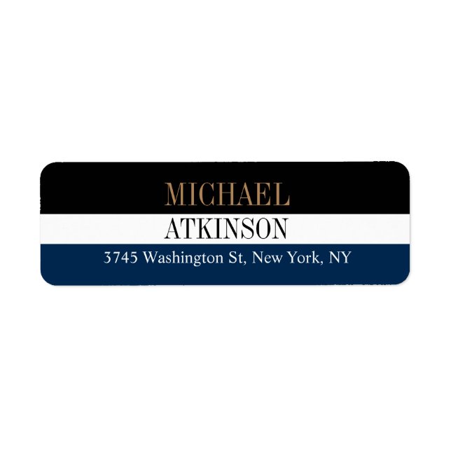 Étiquette Black Blue Bold Texte tendance Design moderne (Devant)