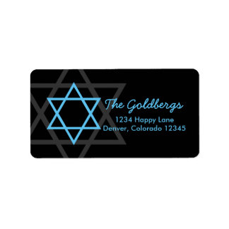 Étiquette Black Blue Star of David Adresse de retour