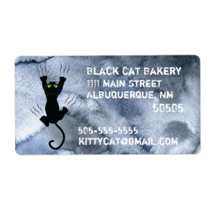 Étiquette Black Cat rayure noir aquarelle Affaires