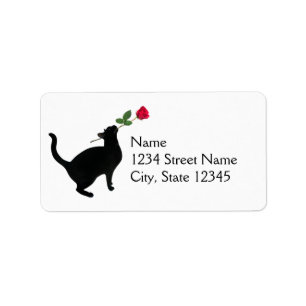 Étiquette Black Cat Rose Address Labels