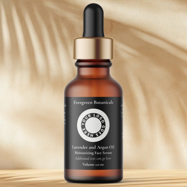 Étiquette Black cosmetics dropper bottle label with logo (Créateur téléchargé)