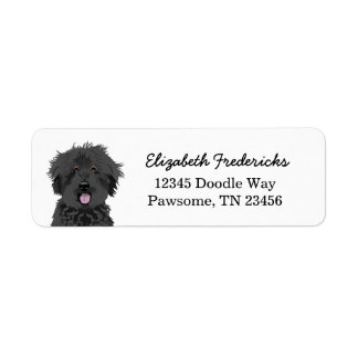 Étiquette Black Doodle Dog Adresse de retour personnalisée