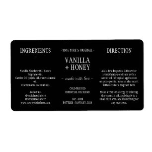 Étiquette Black Essential Oil Cosmetic Botter Wrap