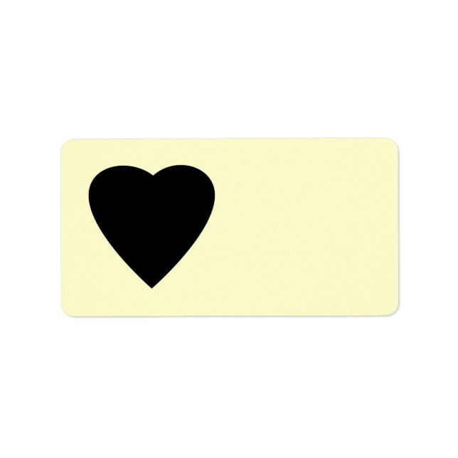 Étiquette Black et Crème Love Coeur Design. (Devant)