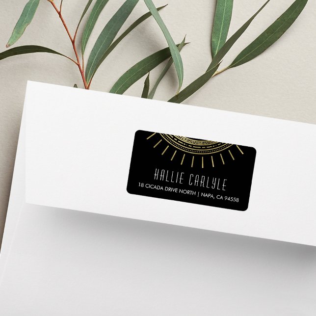 Étiquette Black & Faux Gold Art déco Adresse de retour (Créateur téléchargé)