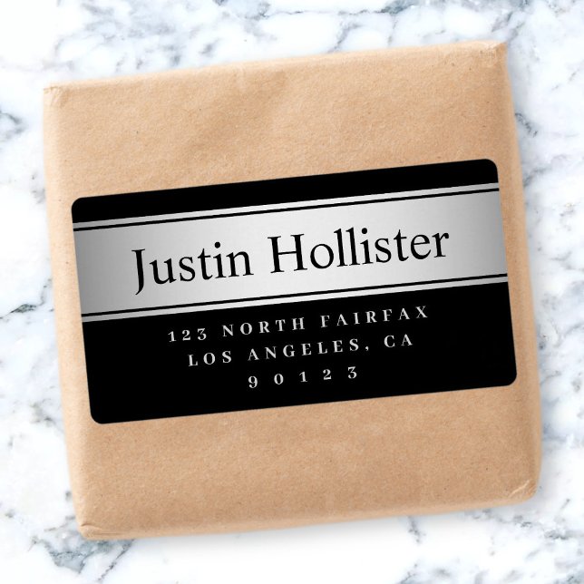 Étiquette Black & Faux Silver Look Livraison ou produit (Créateur téléchargé)