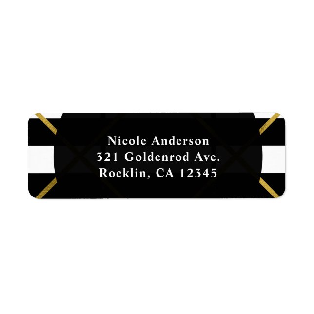 Étiquette Black & Gold Chic Glam Invitation géométrique (Devant)