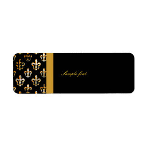 Étiquette Black Gold Fleur de lis avec harlequin