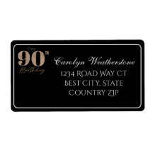 Black & Gold Glittery Number 90th Birthday Address
