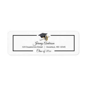 Étiquette Black Gold Graduation Class Casquette et Tassel Ad