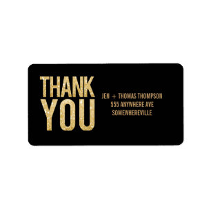 Étiquette Black & Gold Parties scintillant Retourner l'adres