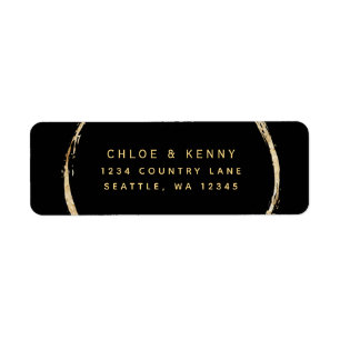 Étiquette Black & Gold Rustic Circulaire Frame Adresse de re