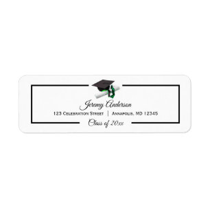 Étiquette Black Green Graduation Class Casquette & Tassel Ad