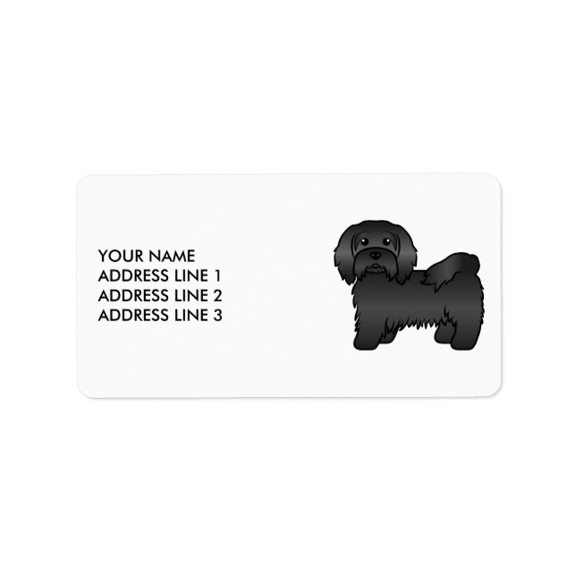 Étiquette Black Havanese Cute Cartoon Dog & Custom Text (Devant)