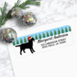 Étiquette Black Labrador Christmas Père Noël Adresse de reto<br><div class="desc">Black Labrador Christmas Santa Hat Retourner les étiquettes d'adresse pour les fans du Labrador! Belle Silhouette Black Labrador avec Santa Hat. Neige et arbres à feuillage persistant. Créé par Naomi Ochiai.</div>