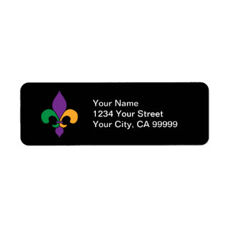 Étiquette Black Mardi Gras Fleur de Lis
