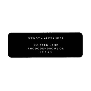 Étiquette Black Modern Bold Mariage Adresse de retour Label