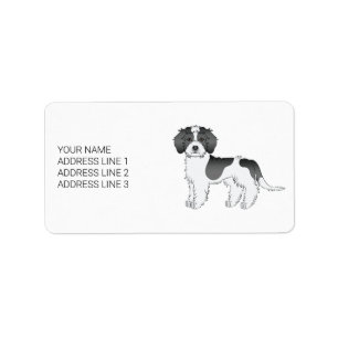 Étiquette Black Parti-color Mini Goldendoodle Dog & Text
