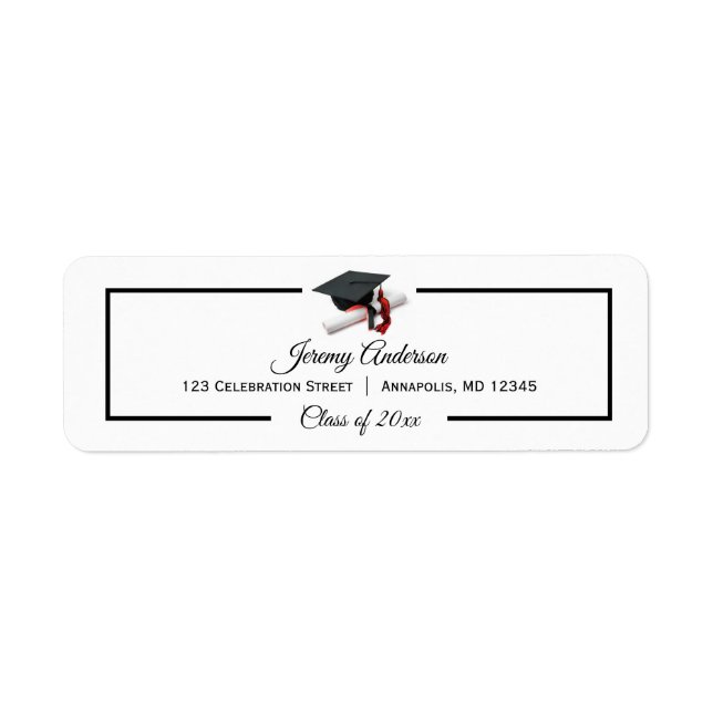 Étiquette Black Red Graduation Class Casquette et Tassel Adr (Devant)