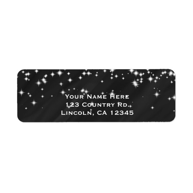 Étiquette Black & Sparkle Stars Elegant Glamor Invitation (Devant)