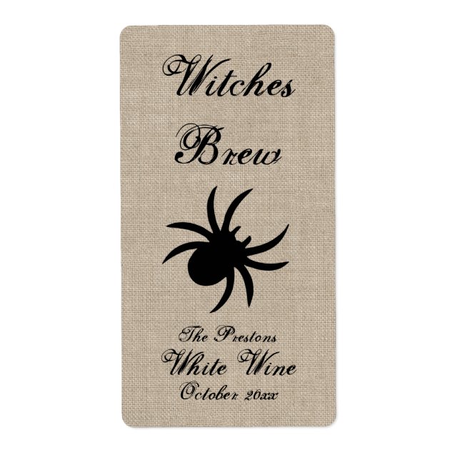 Étiquette Black Spider on Burlap Wine Label (Devant)