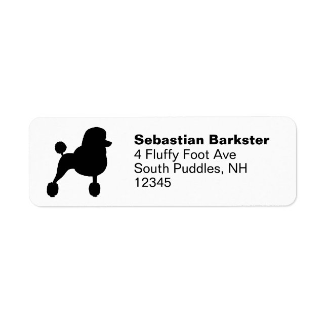 Étiquette Black Standard Poodle Silhouette Adresse de retour (Devant)
