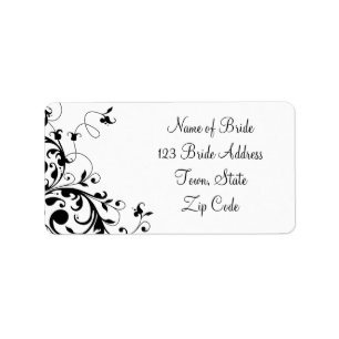 Étiquette Black Swirl Wedding RSVP Adresse de retour Label