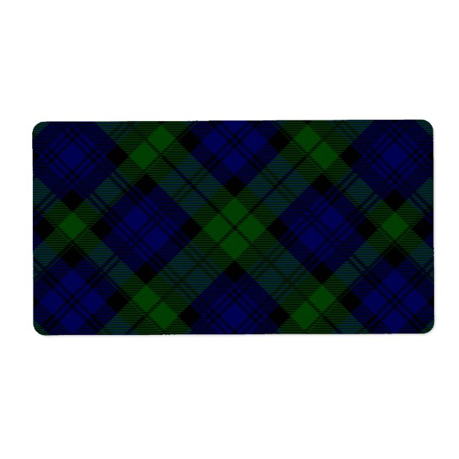 Étiquette Black Watch Tartan bleu vert Plaid (Devant)