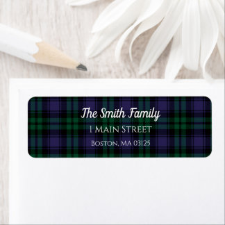 Étiquette Black Watch Tartan, Plaid Return Address