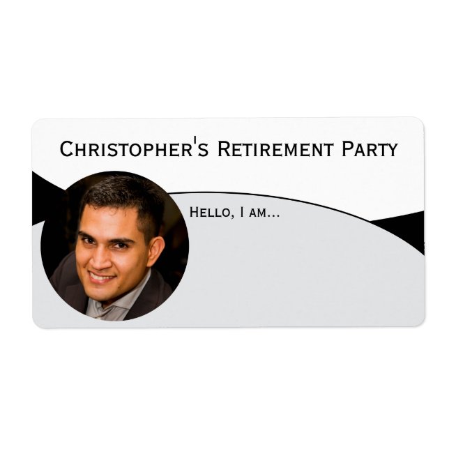 Étiquette Black & White Custom Photo Paper Name Tag (Devant)