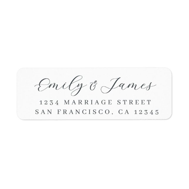 Étiquette Black White Elegant Script Return Address Label (Devant)