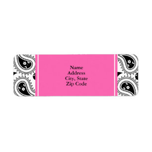 Étiquette Black, White, Hot Pink Paisley