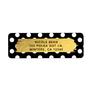 Étiquette Black & White Pois Gold Foil Party