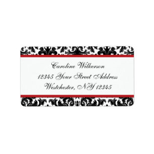 Étiquette Black White Red Damas Adresse de retour Label