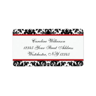 Étiquette Black White Red Damas Adresse de retour Label