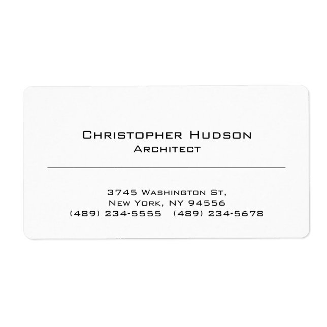 Étiquette Black White Simple Plain (Devant)