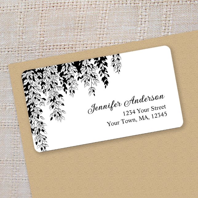 Étiquette Black White Weeping Birch Return Address Label  (Créateur téléchargé)
