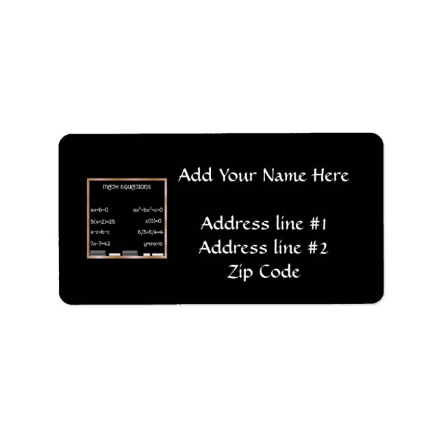 Étiquette Blackboard avec équations de math (Devant)