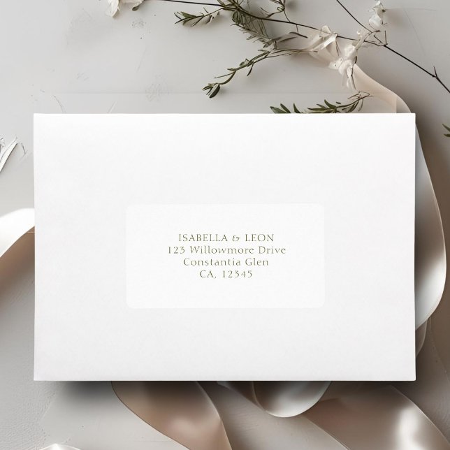 Étiquette Blanc | Adresse de mariage simple (Créateur téléchargé)