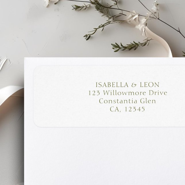 Étiquette Blanc | Adresse de retour de mariage simple (Créateur téléchargé)