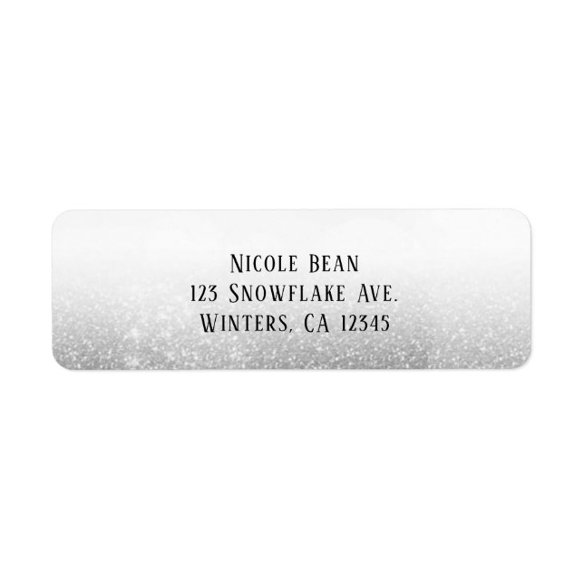 Étiquette Blanc Argenté Paillettes Brillantes Luxe (Devant)