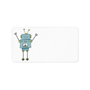 Étiquette Blanc bleu heureux mignon de robot